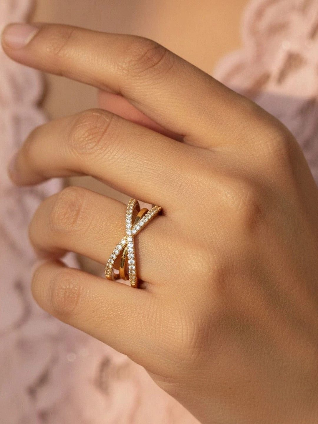 Glamorous Pave Crisscross Stackable Split Diamond Ring