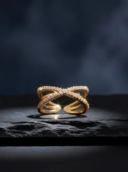 Glamorous Pave Crisscross Stackable Split Diamond Ring