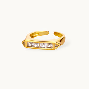 Geometric Quad-Square Solitaire Gold Band Ring