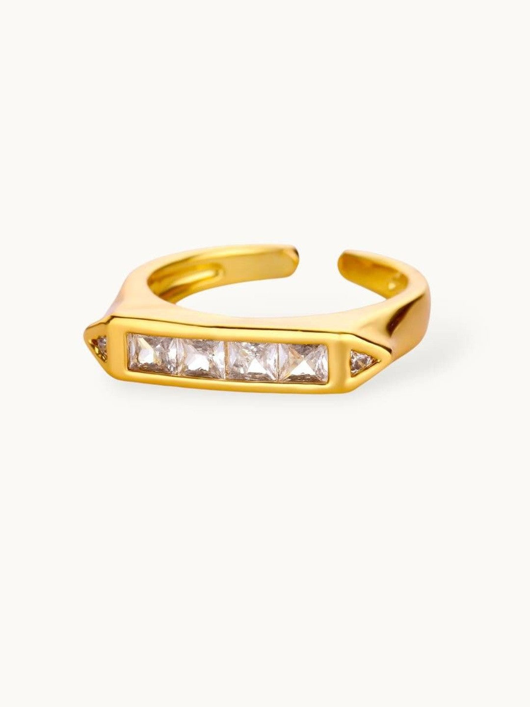 Geometric Quad-Square Solitaire Gold Band Ring