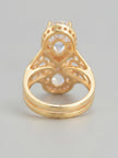 Regal Infinity Filigree Dual Pear-Cut Statement Gold Diamond Ring