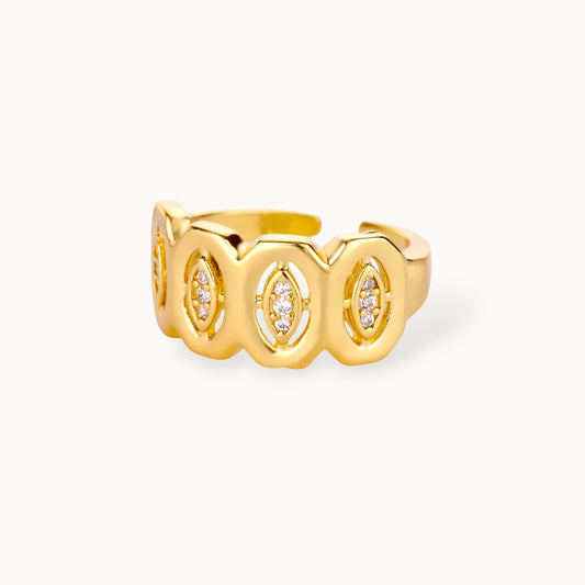 Interconnected Pave Oval Wide Stackable Diamond Band Ring