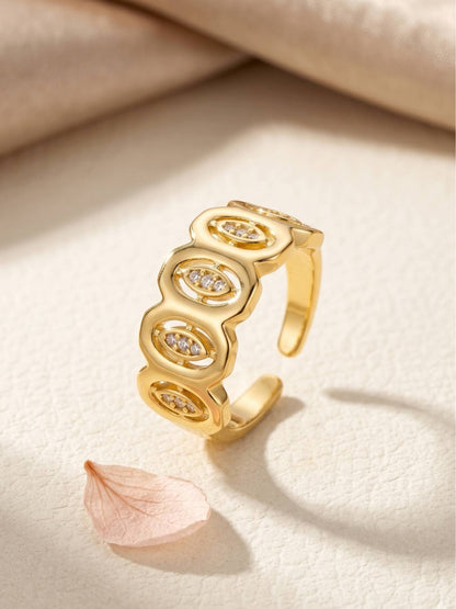Interconnected Pave Oval Wide Stackable Diamond Band Ring