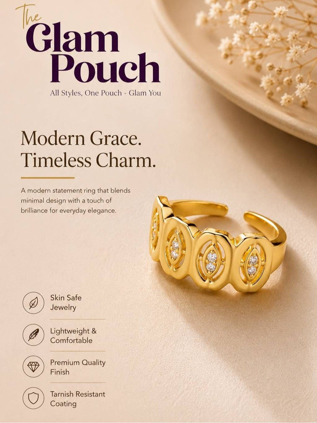 Interconnected Pave Oval Wide Stackable Diamond Band Ring