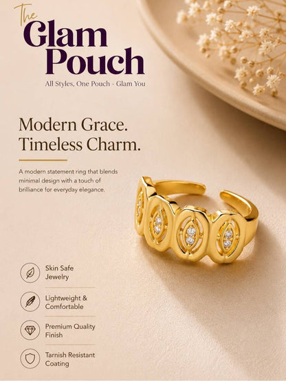 Interconnected Pave Oval Wide Stackable Diamond Band Ring