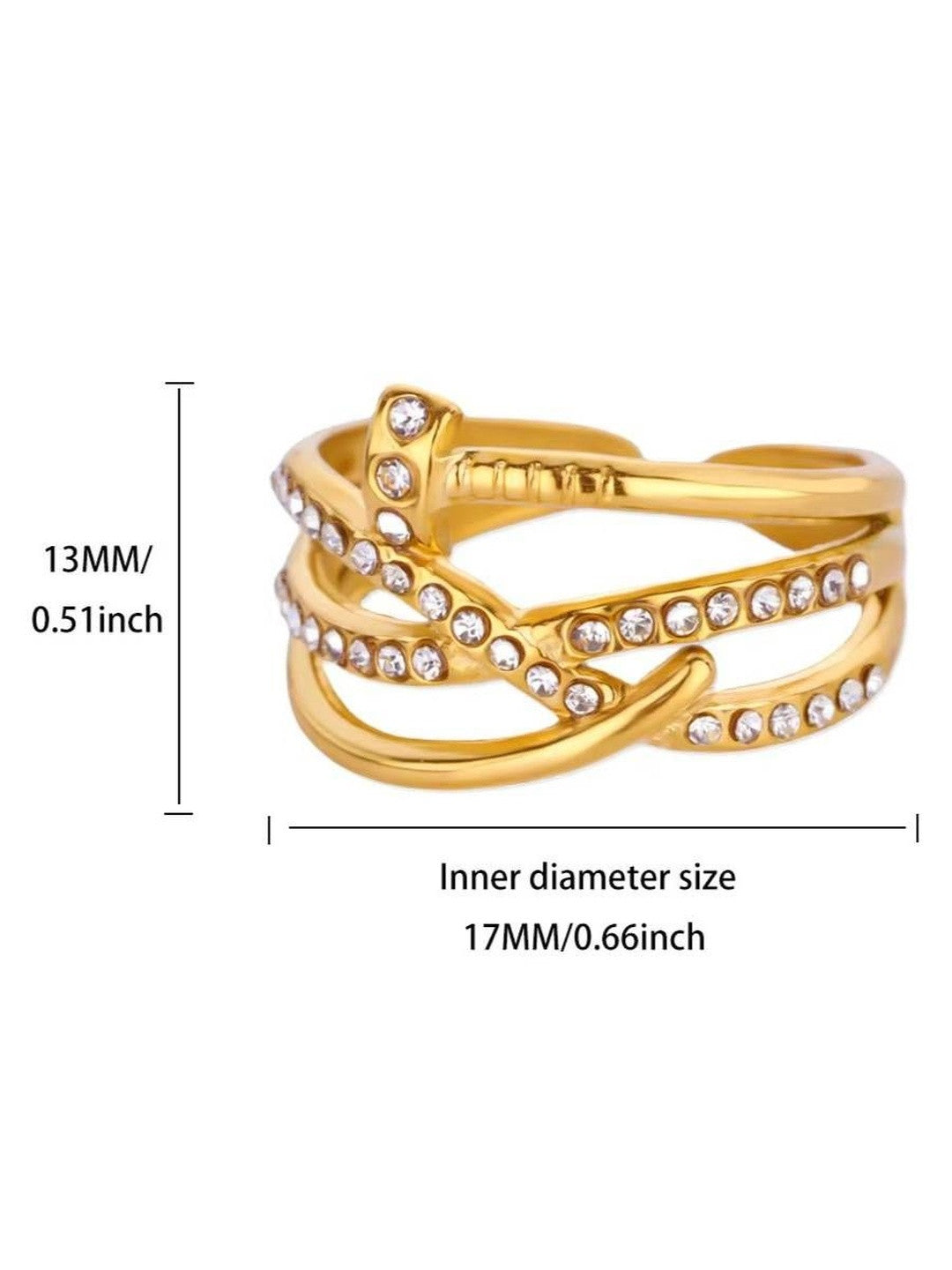 Layered Pave Crossover Nail Stackable Diamond Ring