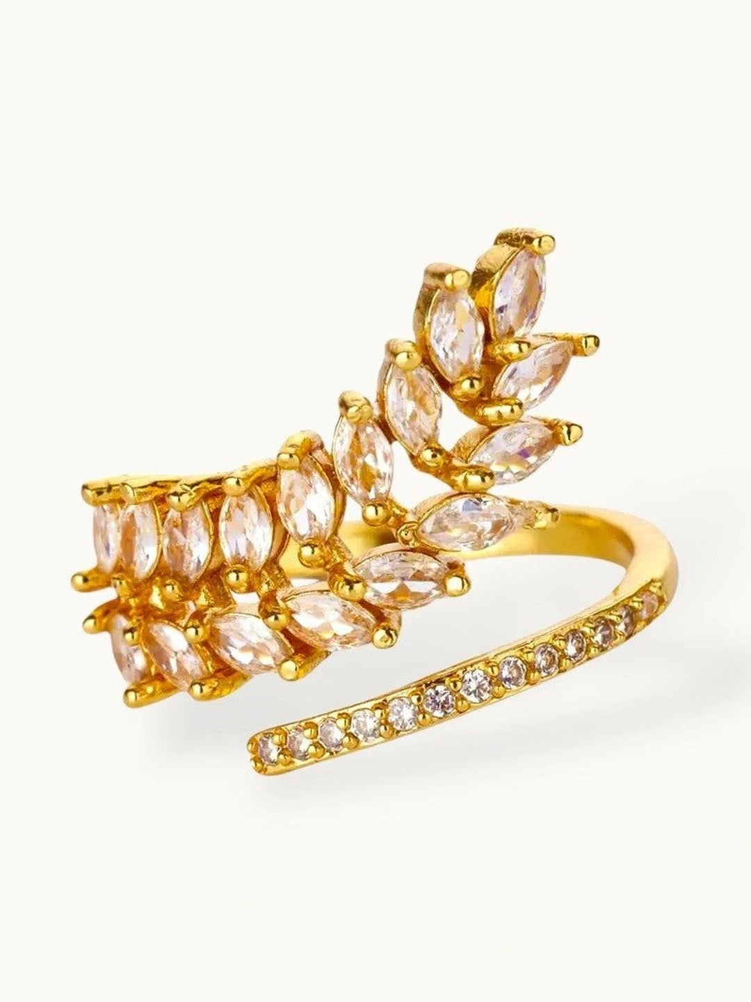 Marquis Leaf Cluster Pave Wrap Statement Diamond Ring