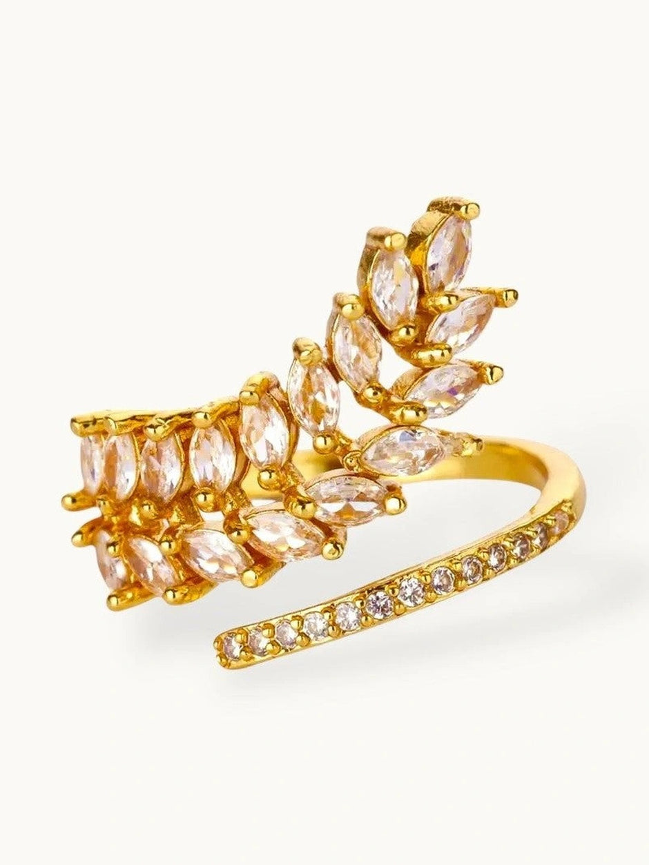 Marquis Leaf Cluster Pave Wrap Statement Diamond Ring