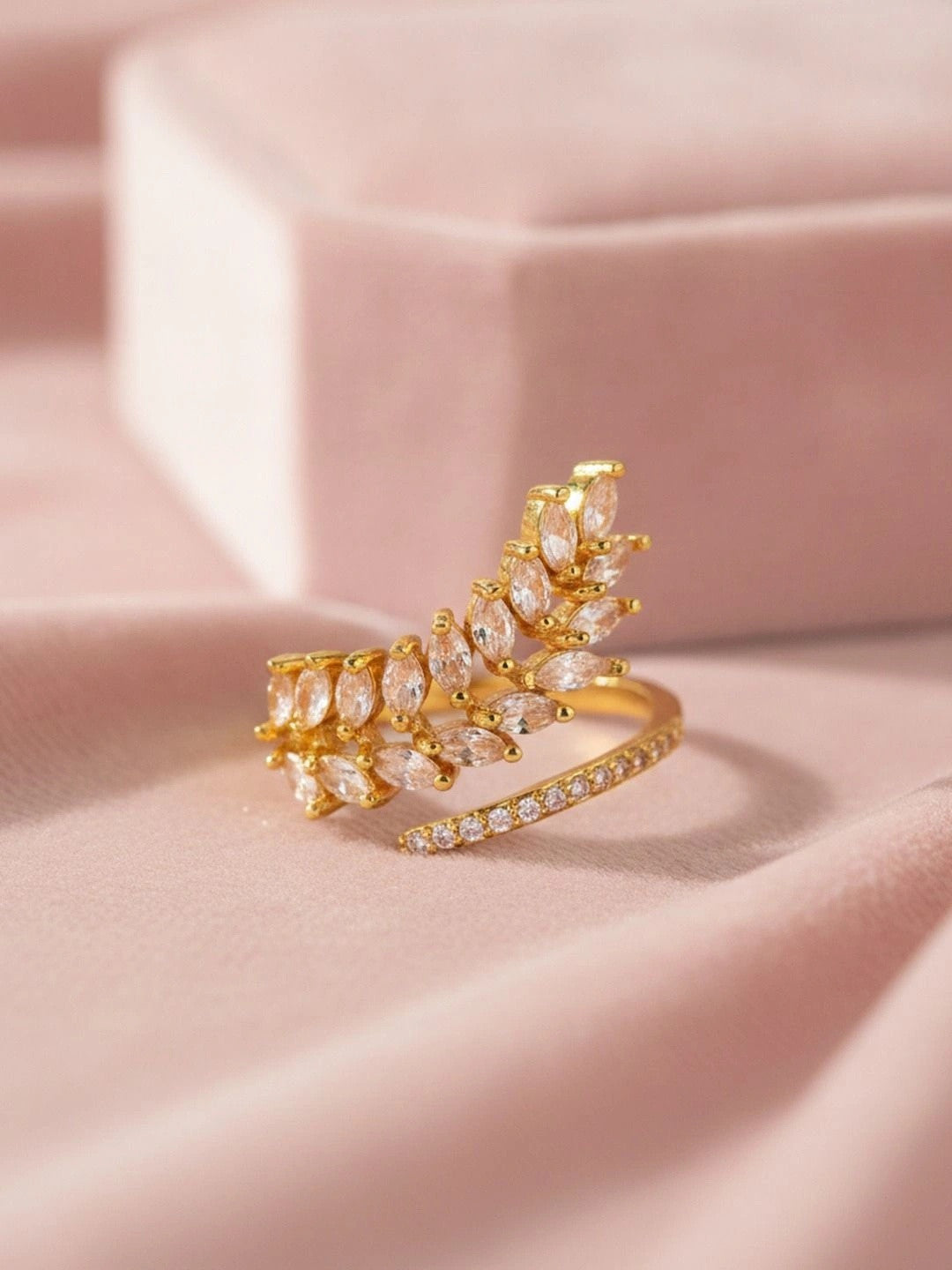 Marquis Leaf Cluster Pave Wrap Statement Diamond Ring