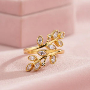 Beaded Vine Wrap Marquis Accents Adjustable Diamond Ring