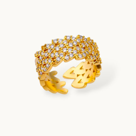 Opulent Layered Pave Wide Cuff Stackable Diamond Ring