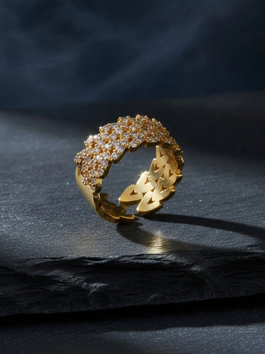 Opulent Layered Pave Wide Cuff Stackable Diamond Ring