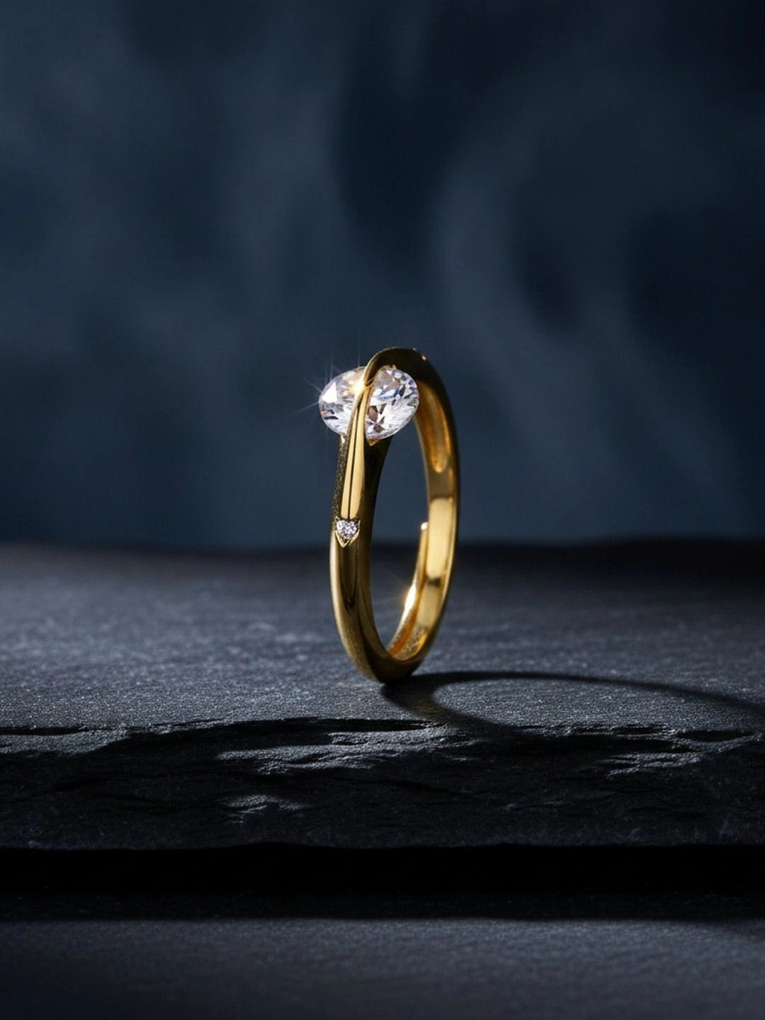 Chic Horizontal Solitaire Stackable Gold Plated Ring