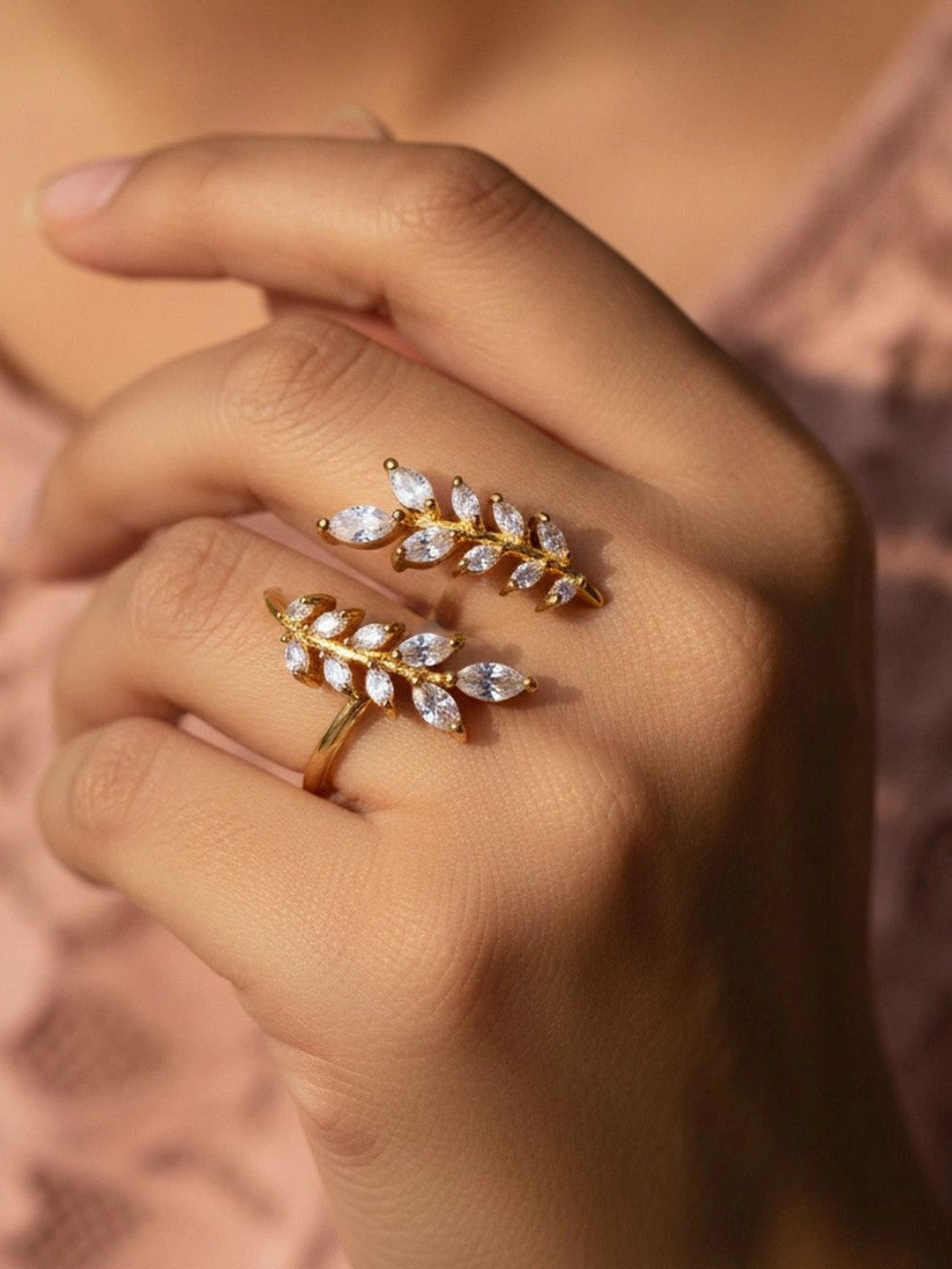 Cascading Marquis Leaf Wrap Adjustable Diamond Ring
