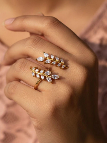 Cascading Marquis Leaf Wrap Adjustable Diamond Ring