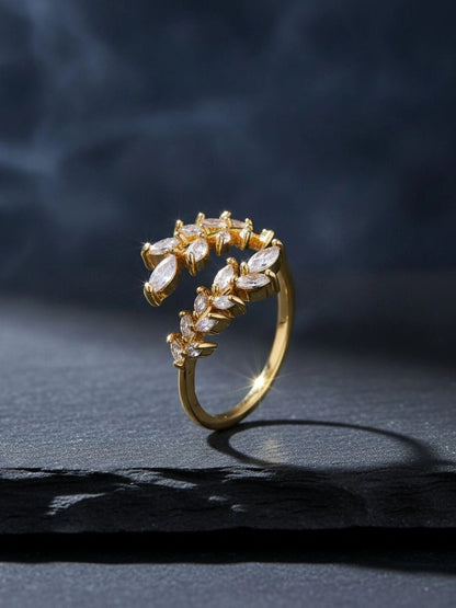 Cascading Marquis Leaf Wrap Adjustable Diamond Ring