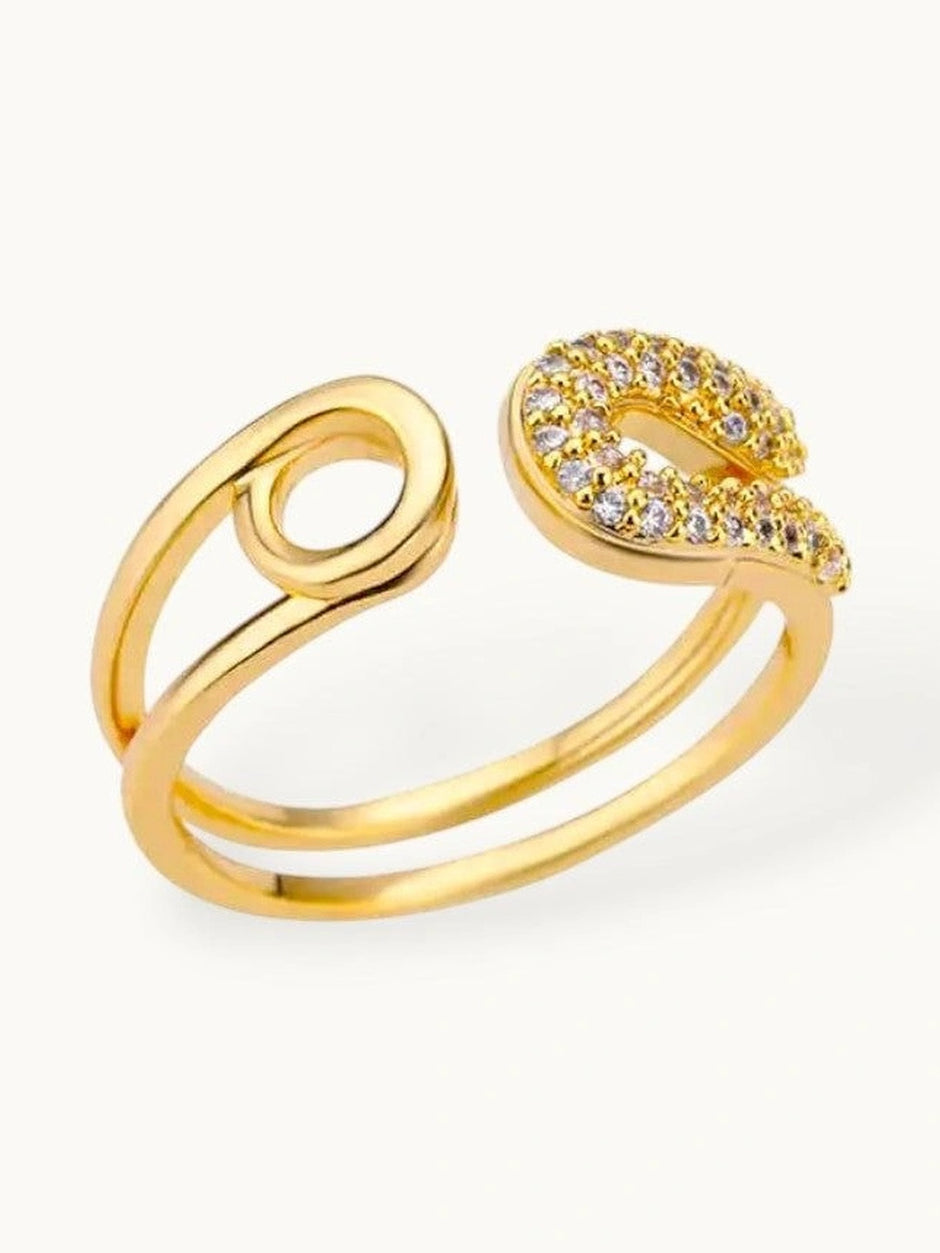 Chic Pave Safety Pin Open Stackable Diamond Ring