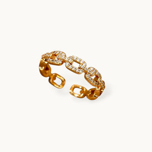 Dainty Pave Link Stackable Gold Band Ring