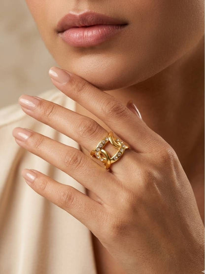 Bold Intertwined Pave Ribbon Wide Band Diamond Ring