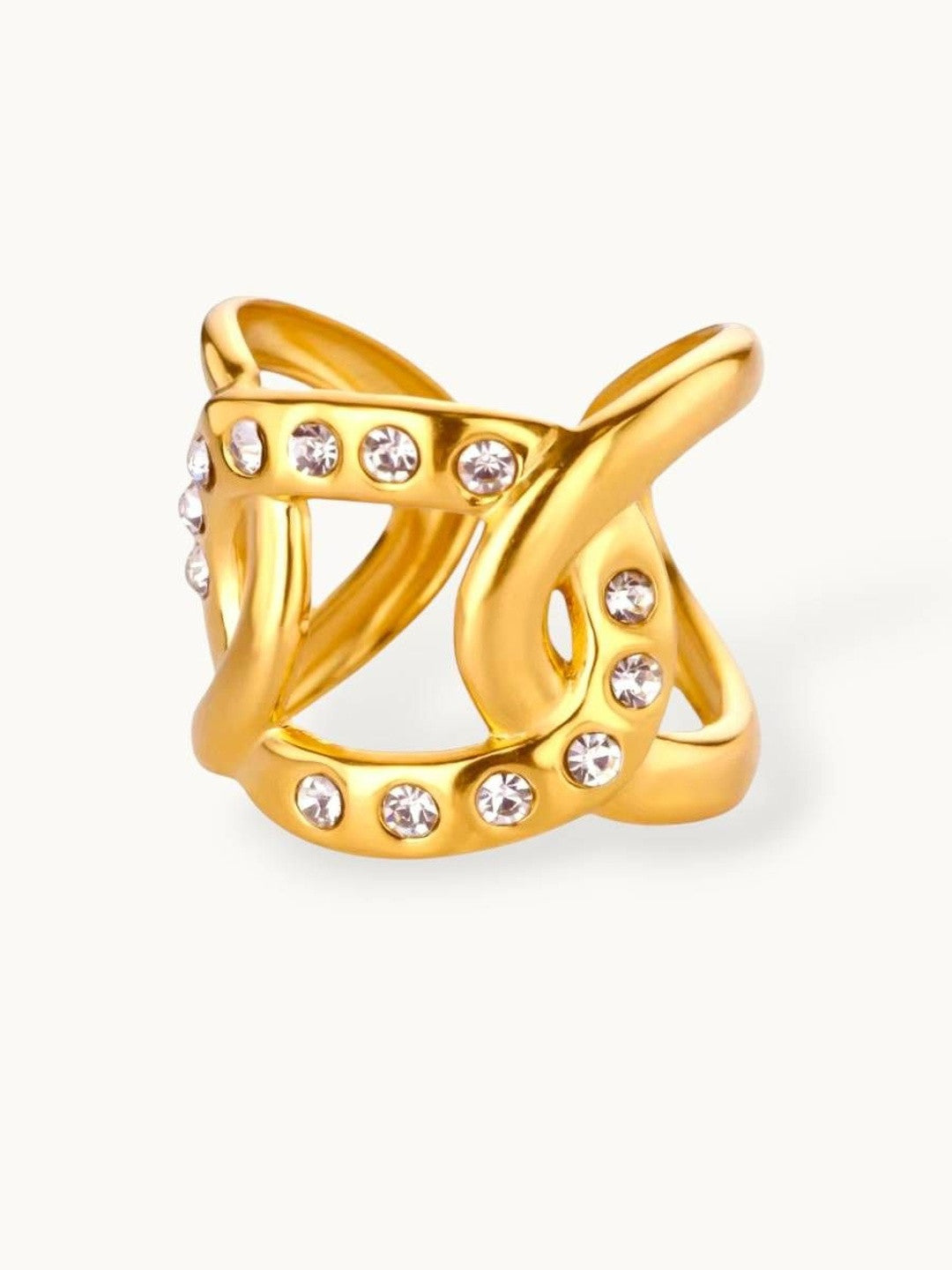 Bold Intertwined Pave Ribbon Wide Band Diamond Ring