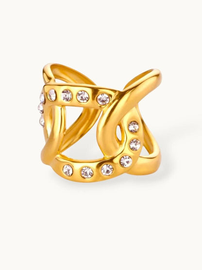 Bold Intertwined Pave Ribbon Wide Band Diamond Ring