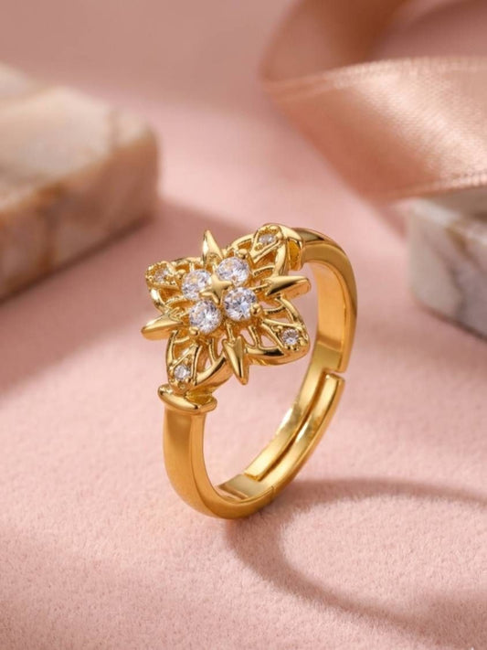 Delicate Pave Star Blossom Stackable Ring