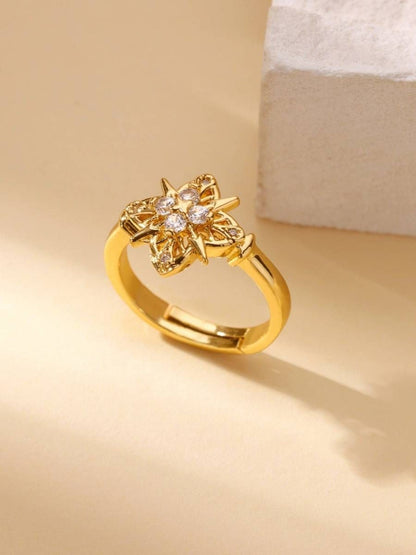 Delicate Pave Star Blossom Stackable Ring