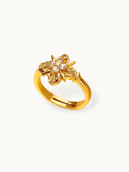 Delicate Pave Star Blossom Stackable Ring
