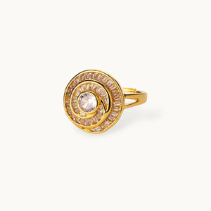 Opulent Spiral Pave Cubic Zirconia Cocktail Gold-Plated Diamond Ring