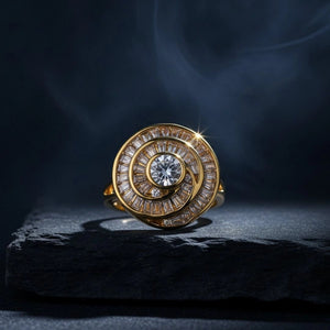 Opulent Spiral Pave Cubic Zirconia Cocktail Gold-Plated Diamond Ring