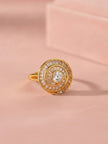 Opulent Spiral Pave Cubic Zirconia Cocktail Gold-Plated Diamond Ring
