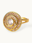 Opulent Spiral Pave Cubic Zirconia Cocktail Gold-Plated Diamond Ring