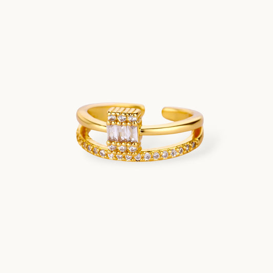 Modern Split Shank Baguette & Pave Stackable Diamond Ring