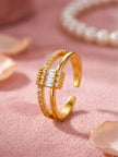 Modern Split Shank Baguette & Pave Stackable Diamond Ring