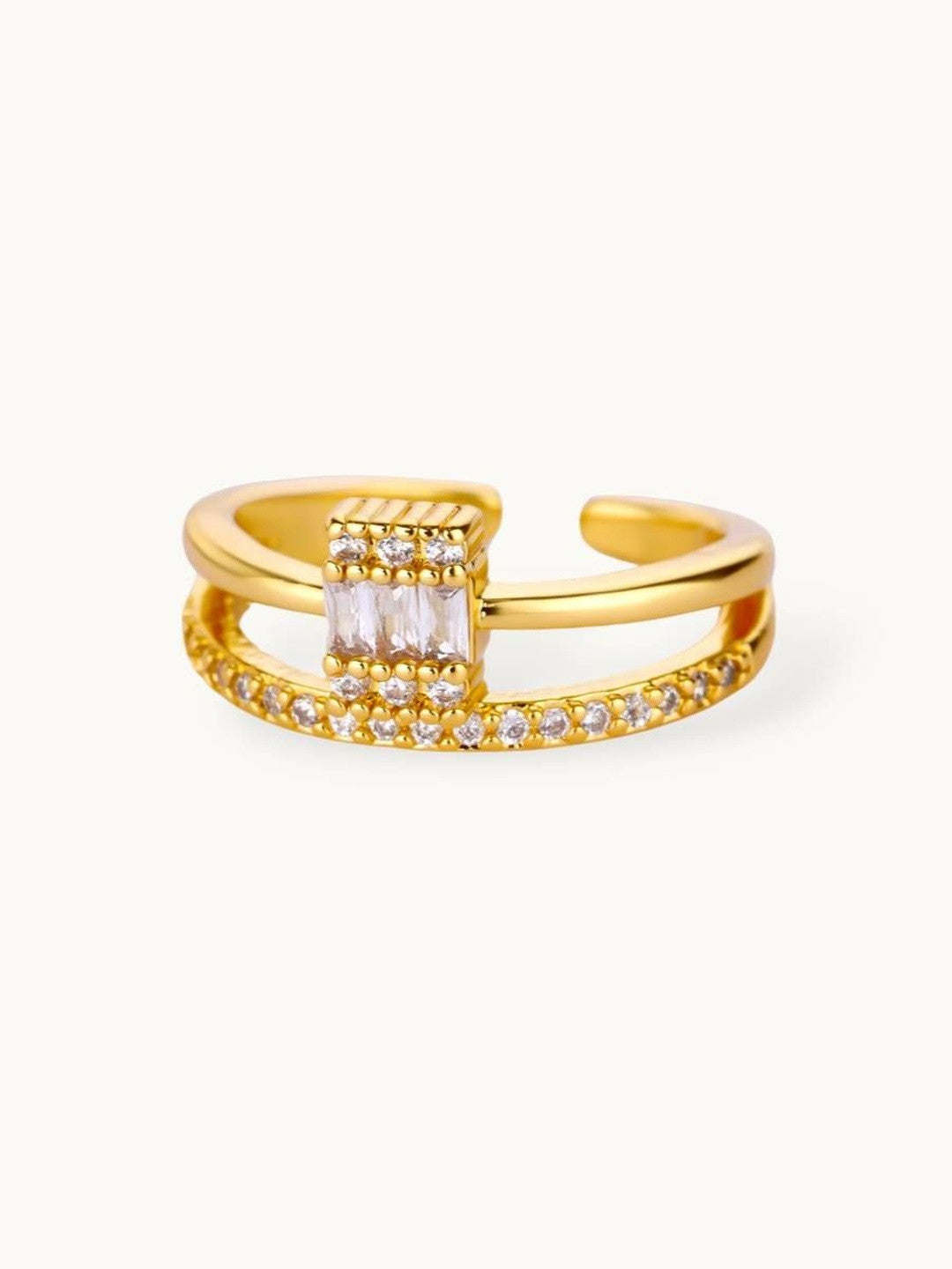 Modern Split Shank Baguette & Pave Stackable Diamond Ring