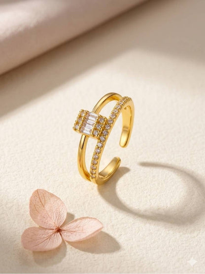 Modern Split Shank Baguette & Pave Stackable Diamond Ring