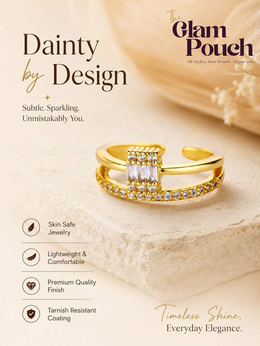 Modern Split Shank Baguette & Pave Stackable Diamond Ring