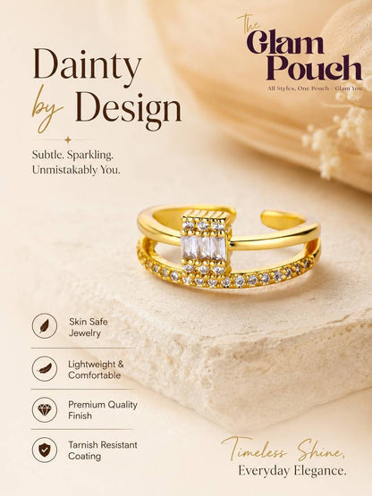 Modern Split Shank Baguette & Pave Stackable Diamond Ring