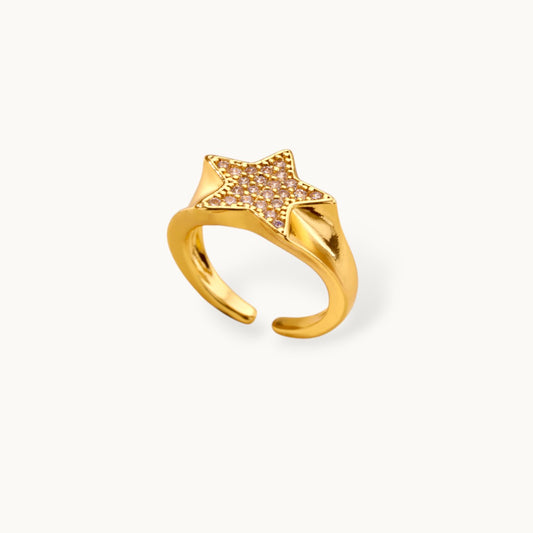Bold Pave Star Statement Gold Plated Diamond Ring