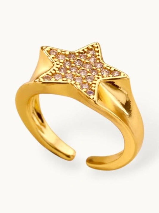 Bold Pave Star Statement Gold Plated Diamond Ring