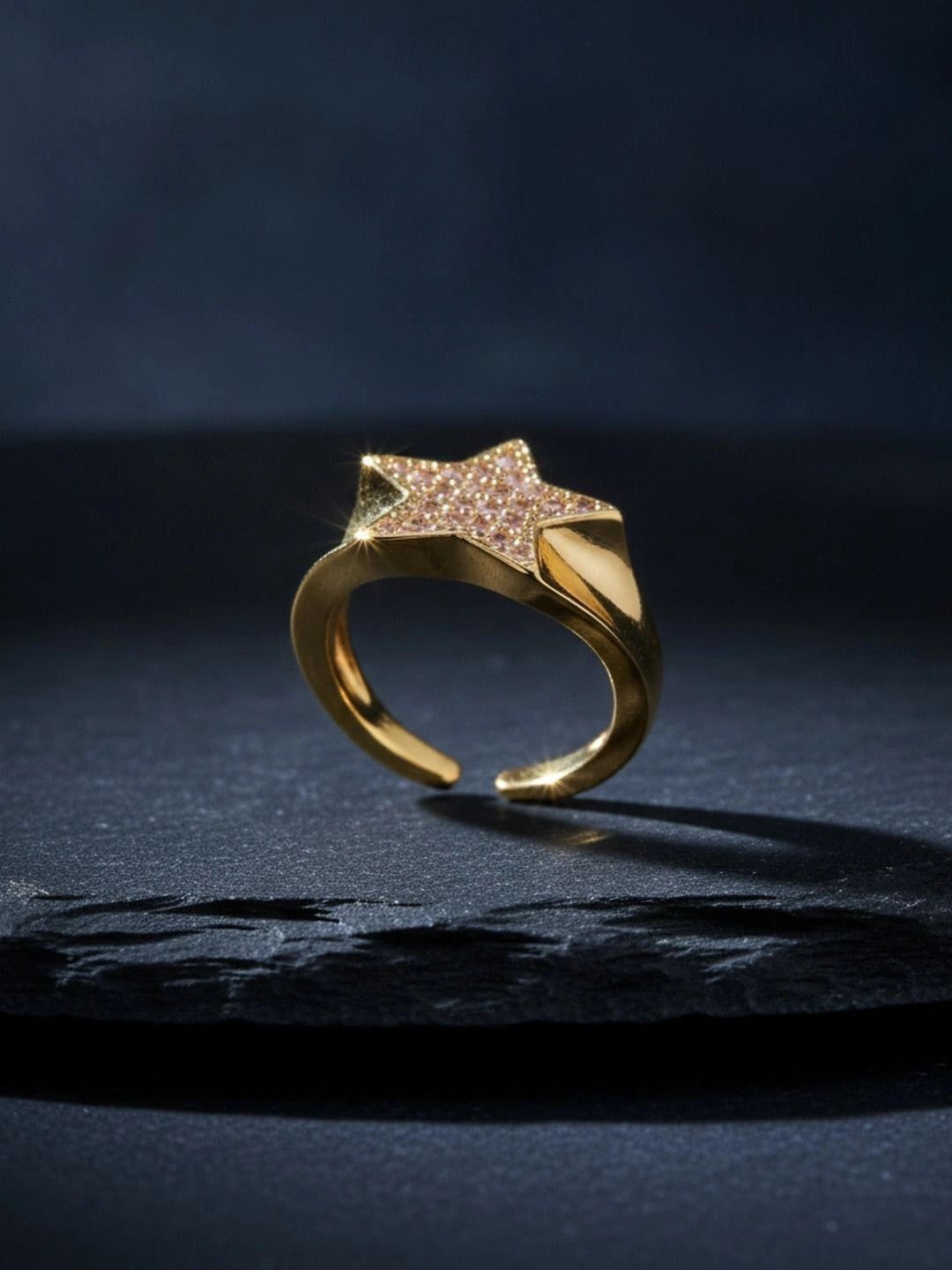 Bold Pave Star Statement Gold Plated Diamond Ring