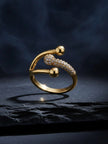 Pave Swirl Adjustable Ring with Polished Spheres