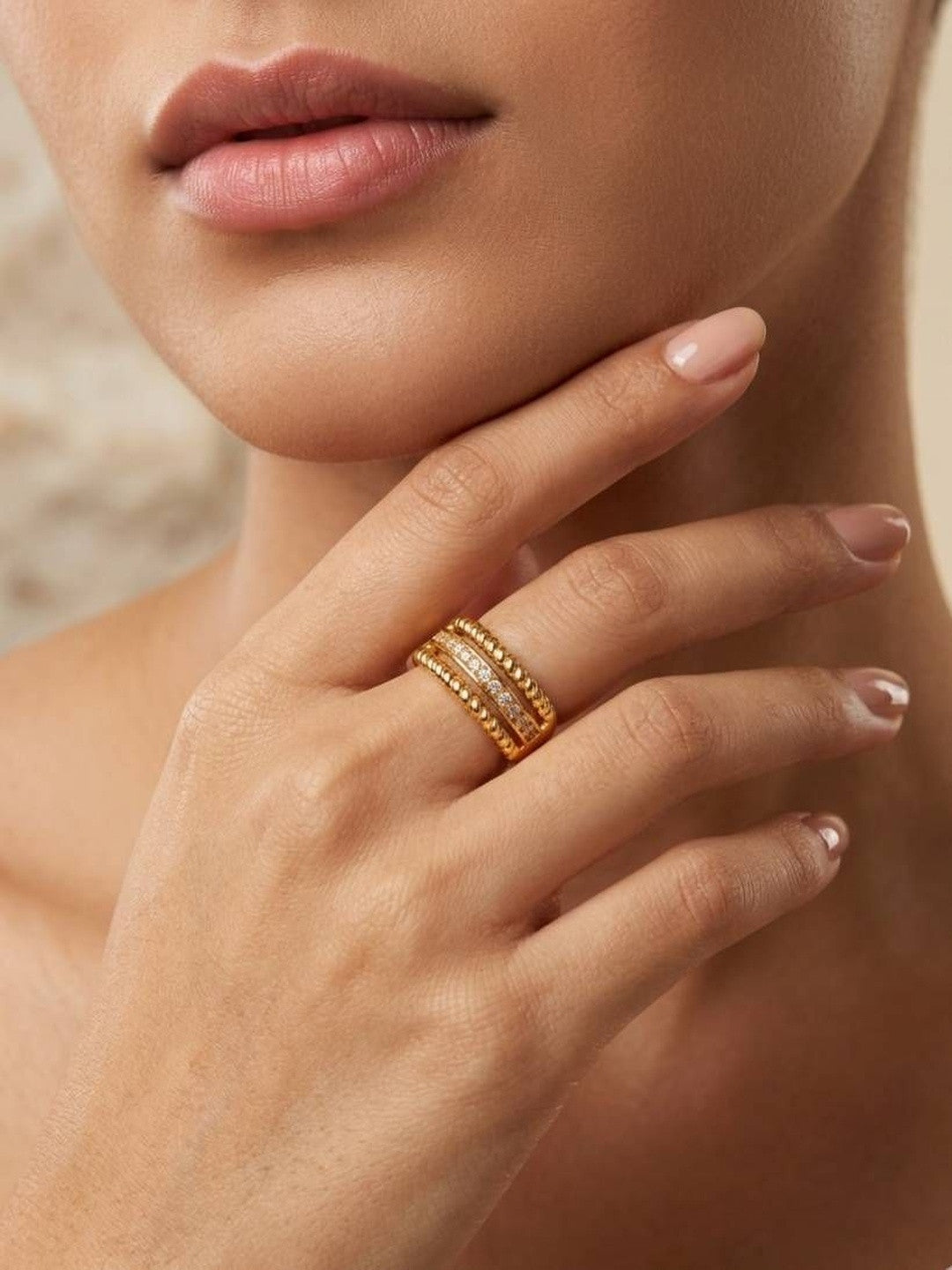 Triple Row Rope Edge Pave Stackable Diamond Band Ring