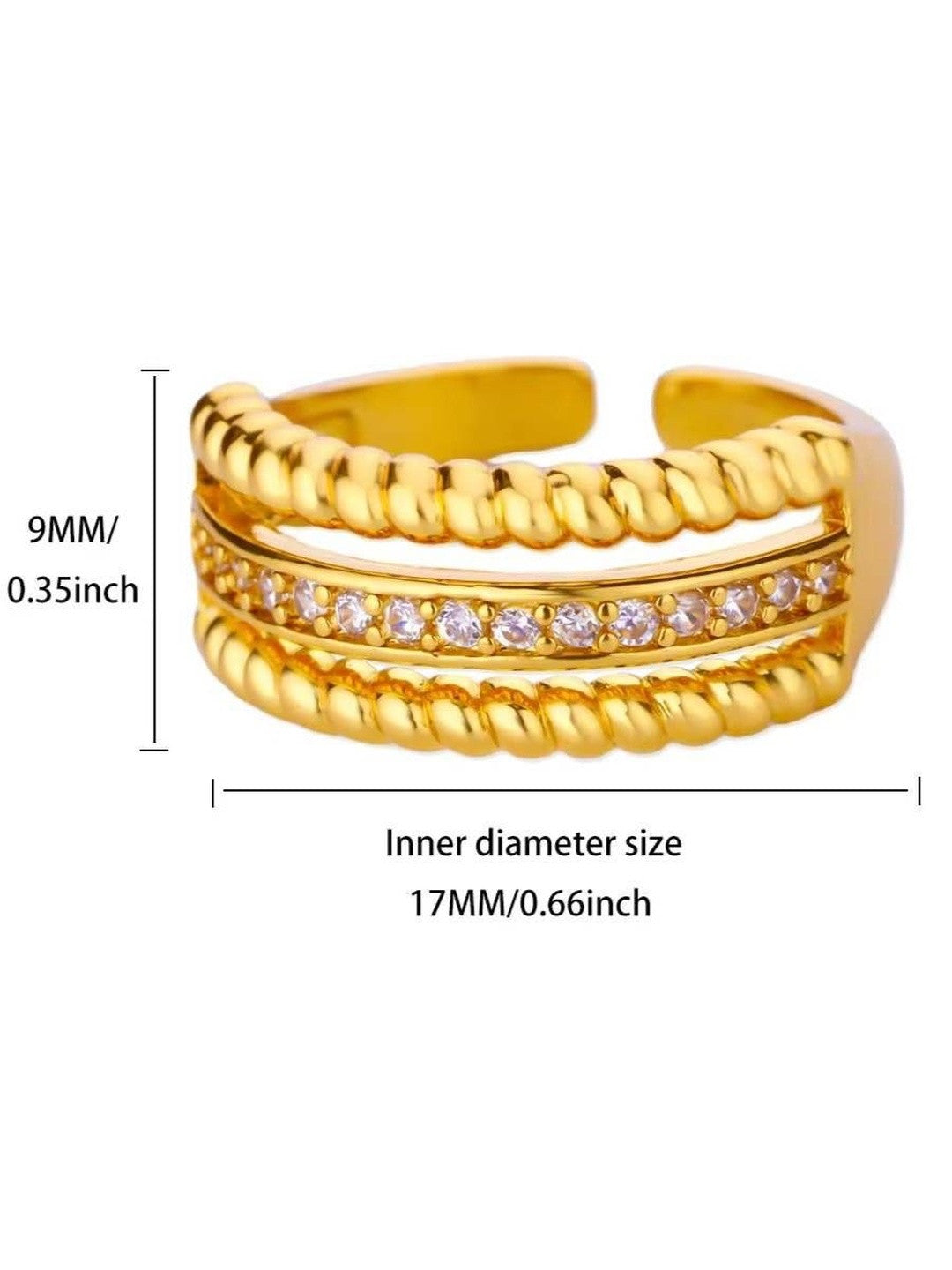 Triple Row Rope Edge Pave Stackable Diamond Band Ring