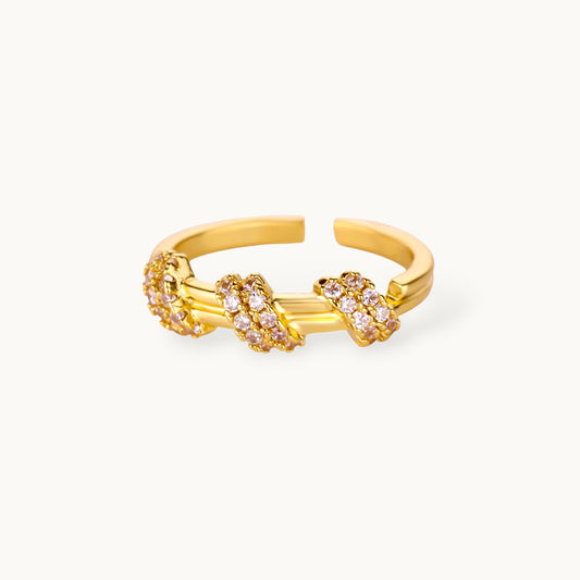 Triple Pave Wrap Accent Stackable Gold Plated Diamond Ring