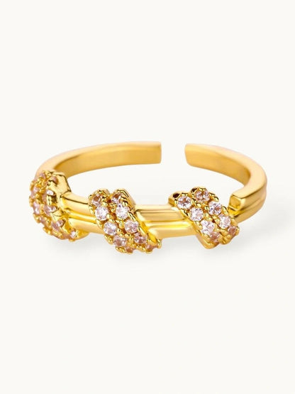 Triple Pave Wrap Accent Stackable Gold Plated Diamond Ring