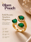 Opulent Triple Pear-Cut Emerald Cluster Cocktail Gold Statement Ring