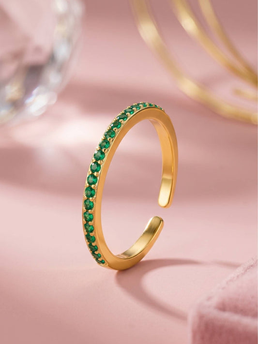 Classic Emerald Pave Eternity Stackable Band Ring