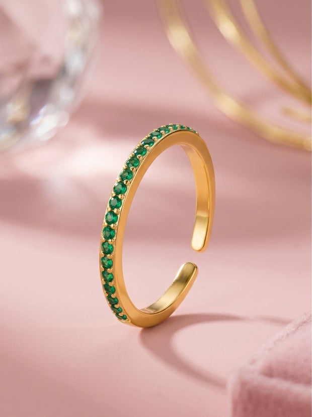Classic Emerald Pave Eternity Stackable Band Ring