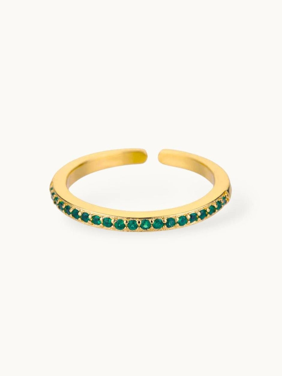 Classic Emerald Pave Eternity Stackable Band Ring